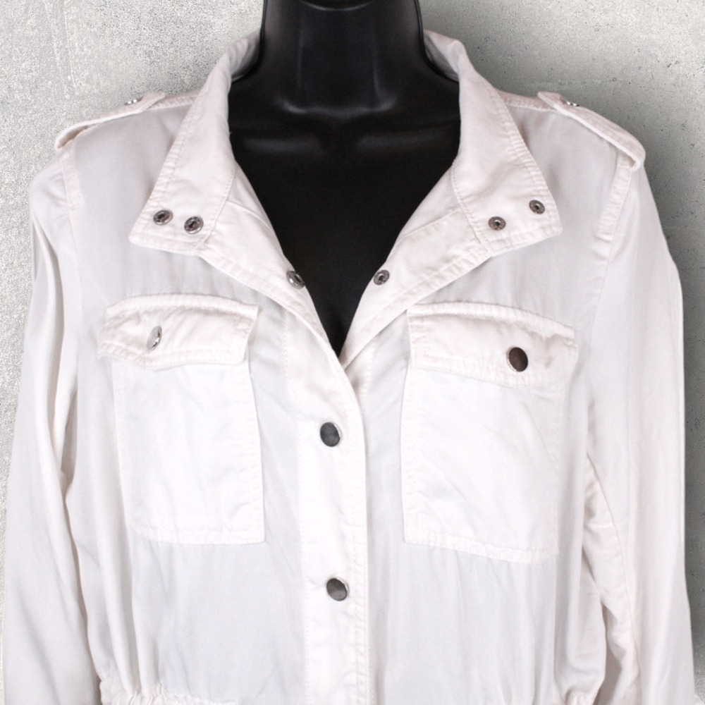 Loft Utility Jacket Snap Button Drawstring In Whi… - image 5